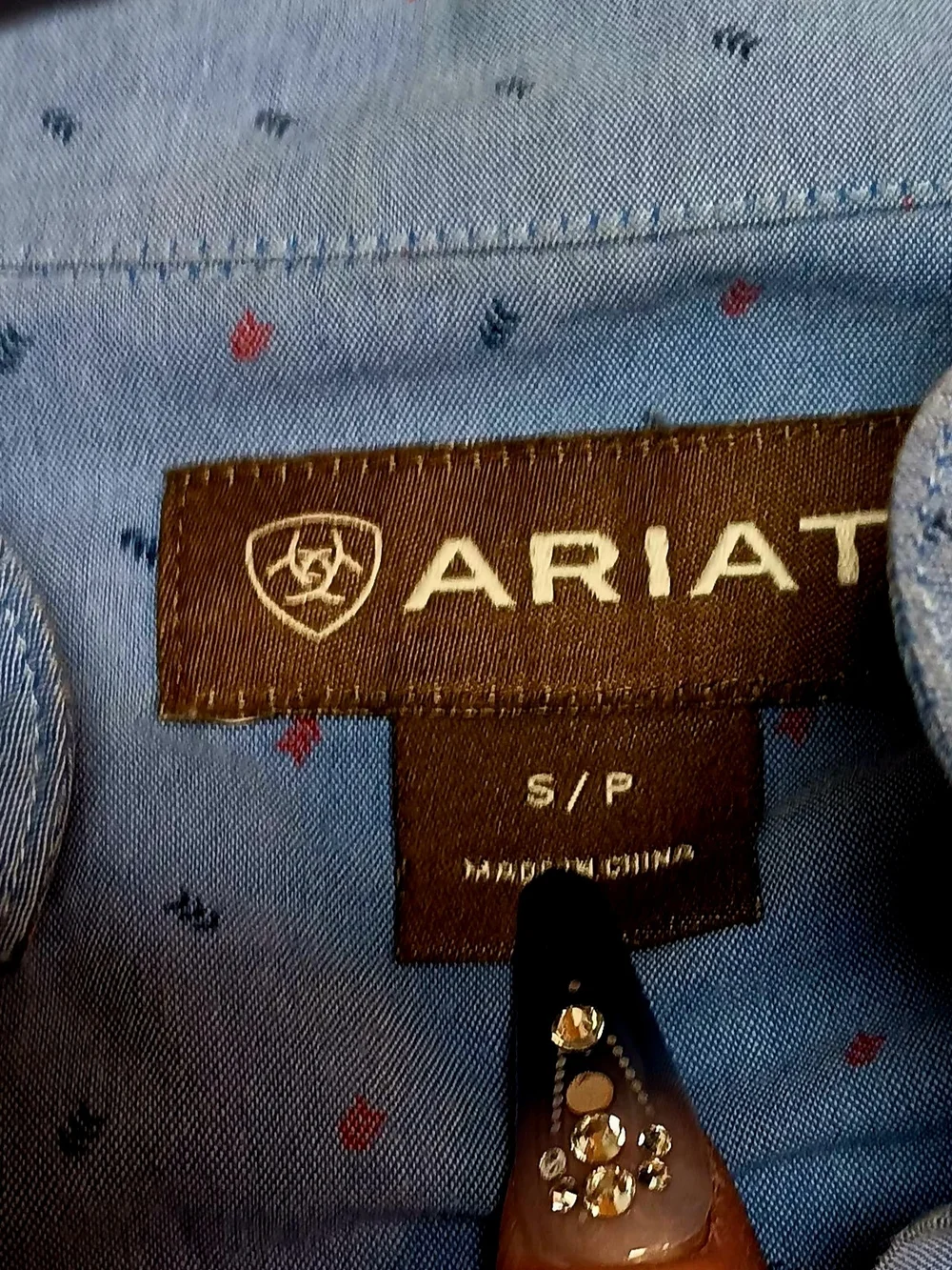 Ariat Light Blue Microdot Button-Down Shirt - Picture 3 of 4